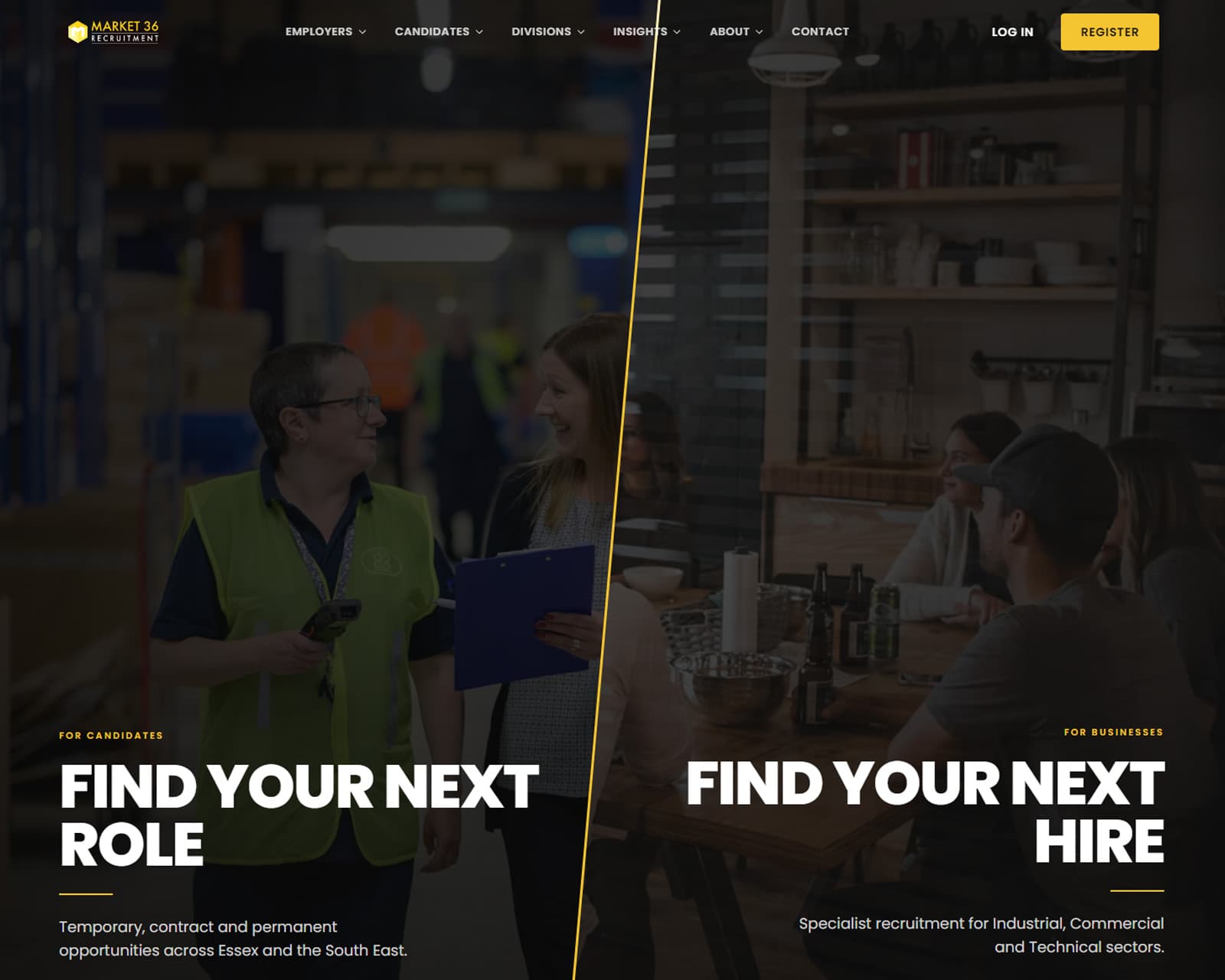 Screenshot of the Market 36 Recruitment website