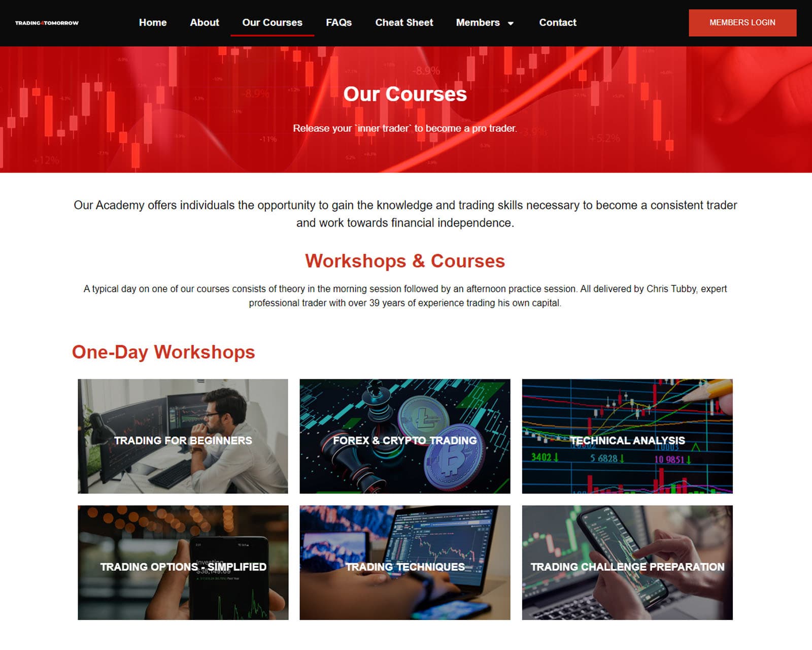 Screenshot of the Trading4Tomorrow website